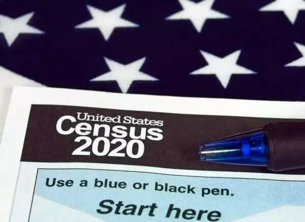 census form on an american flag